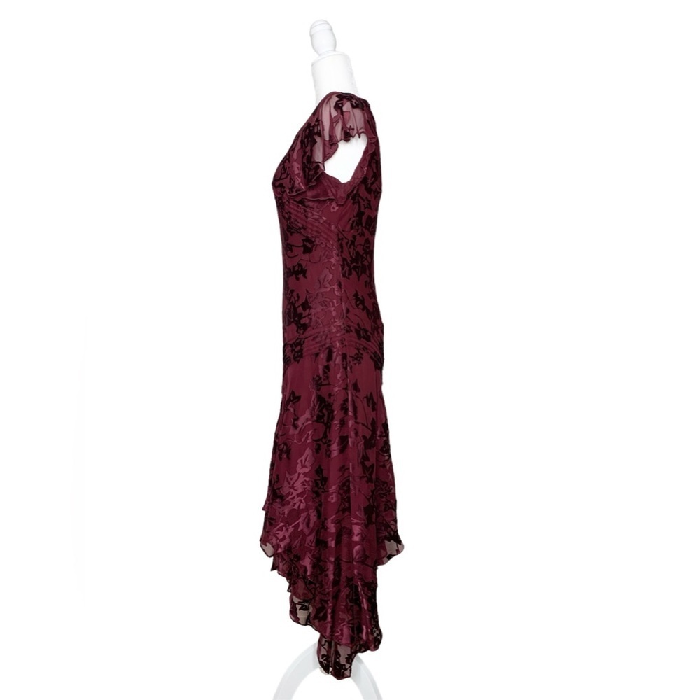 Adrianna Papéll Silk‎ Blend Flutter Sleeve Burnout Dress - Picture 3 of 6